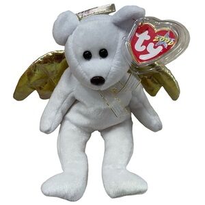 HALO 11 Ty Beanie Baby Angel Bear with Gold Wings! 2000
